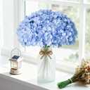65Pcs Blue Hydrangea Artificial Flowers BulkRealistic Silk Fake Flowers with StemsFaux Hydrangea Flowers for Wedding Home Decor Centerpieces Living Room Garden Party Baby Shower Decoration