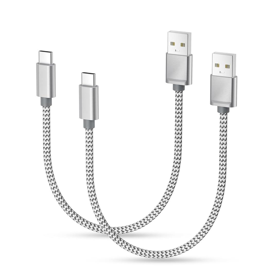 Basesailor for iPhone 17 16 Pro Max Charger Cord,USB to USB C Cable,Type C Charging Power Cord for Apple 17e 15 iPad 10 Air 4 5,Samsung Galaxy S26 S25 S24 S23,Silver,2Pack 1FT(0.3M)