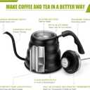 Tea Kettle with Thermometer Pot Black Stovetop Tea Kettle 40oz Gooseneck Kettle Teapot Pour Over Coffee Kettle with Thermometer,1200ml,5 Cup,Black,1Pack