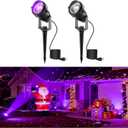 L LOHAS LED Christmas Spotlight Outdoor, Purple Halloween Spot Lights for Yard, Auto On/Off 5W 120V Landscape Lighting for House, Holiday, Trees, Decoration, 450LM IP66 Waterproof, UL Listed, 2 Pack