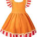 bakjuno Gingerbread Girl Costume Christmas Gingerbread Girl Dress+ Gingerbread Headband (5-6 Years, Brown)