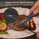 Amorston Steak Knives, Steak Knives Set of 8, Stainless Steel Steak Knife Set, Serrated Knives Dishwasher Safe, Elegant Black