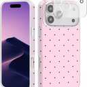 Compatible with iPhone 17 Pro Case, Trendy Cute Polka Dot Girly Soft Slim TPU Shockproof Aesthetic Protective Phone Case Cover for Women Girls 6.3" Pink