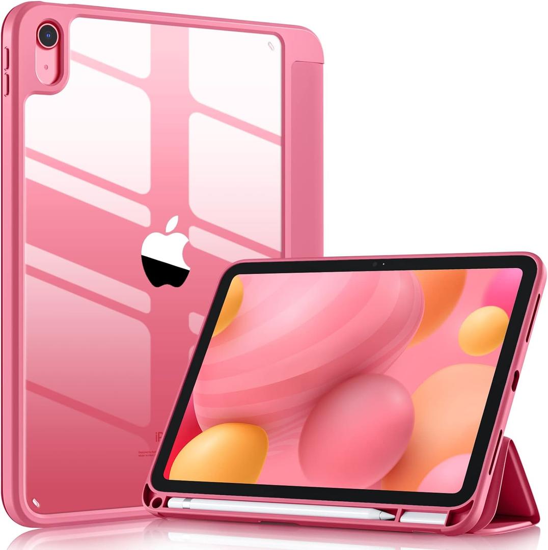 Wenlaty Compatible with iPad (A16) 11th Generation Case 11 Inch 2025, for iPad 10th Generation Case 10.9 Inch 2022 with Pencil Holder, Trifold Stand Protective Cover, Auto Wake/Sleep, Watermelon Pink