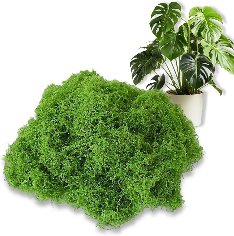 Artificial Faux Moss, 1.76 oz Fake Green Moss for Crafts Preserved, Artificial Moss for DIY Scenery, Fake Moss Decor Decorative Table, Centerpieces Decor, Fairy Garden, Floral Wedding (50g)