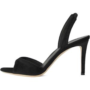 Women Velvet Minimalism Open Toe Slingback Sandals Pull On High Heel Stiletto Pumps Office Lady Dress Shoes  (6), Black