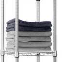 Storage Shelves Adjustable, 4 Tier Shelving Units for Storage with Wheels, Corrosion Resistant Wire Shelving Unit for Kitchen Closet Bathroom Office, Chrome 11.8" D x 11.8" W x 48.1" H (4 tier 11.8" D x 11.8" W x 48.1" H)