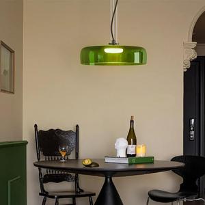 Mid Century Modern Chandelier: Glass Pendant Light for Kitchen Island - Retro Light Fixture for Dining Room (Green)