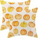 Yxuiyal Fall Pillow Covers 18x18 Set of 2 Orange Yellow Pumpkin Throw Pillow Covers Outdoor Decoration Autumn Decor Pumpkin Pillowcase Farmhouse Decorative Linen Cushion Case for Home Sofa Couch