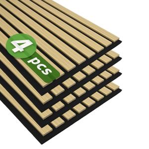 Art3d 12" x 24" Acoustic Wood Slat Wall Panel, 4pcs, 8 sq.ft, Oak