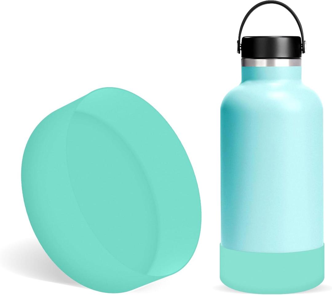 Linkidea Water Bottle Boot Compatible with YETI Rambler Bottle 64oz, Silicone Water Bottle Bottom Sleeve Cover Protector, Waterbottle Bumper (Mint)