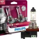 Philips Automotive Lighting H11 VisionPlus Deluxe Upgrade Automotive Replacement Headlight Bulb, for High Beam, Low Beam, and Fog Positions (Pack of 2)
