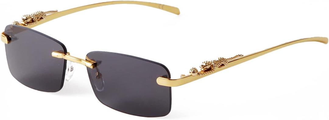 JUDOO Retro Rimless Rectangle Sunglasses for Men Women Trendy Frameless Tinted Lens Eyewear