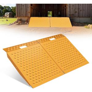 VNN 29" x 48" Shed Ramp for Riding Mower - 1500 LB Capacity Shed Ramps, Anti-Slip Punch Plate Ramp for ATV, Motorcycles, Garages & Barns (2PC, Yellow, Alloy)