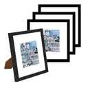 Fixwal 9x11 Picture Frames Set of 4, Display Pictures 3.5x5.5 with Mat or 9x11 Without Mat, Photo Frame for Wall Decor or Tabletop Display, Black