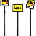 sign holder stand, floor standing sign poster stand for display, heavy duty pedestal signage stand for diplay menu advertising (Black, 8.511)