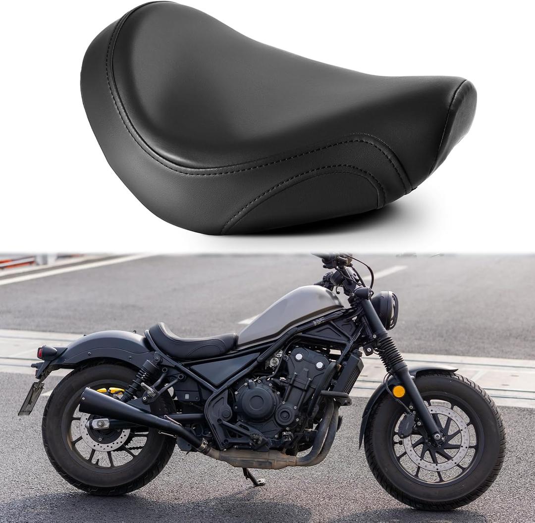 Motorcycle Solo Seat Front Rider Seat Silicone Cushion Compatible with Rebel 300 Rebel 500 CMX300/500 2017-2025 (Black)