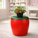 Sintuff Strawberry Room Decor 11" Strawberry Garden Stool Side Table Plant Stand Sitting Step Stool for Garden Indoor Outdoor Bedroom Decorations, 10.63 x 11.02 x 11.02 inches