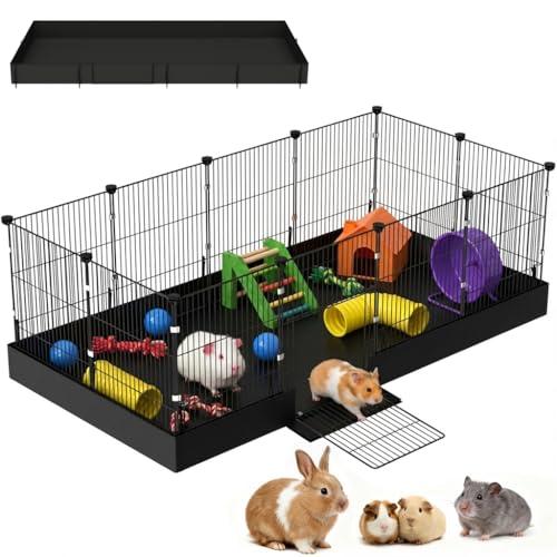 SNAAT Guinea Pig Cages DIY Small Animal Playpen with Waterproof Liner, Expandable Cage for Guinea Pigs, Metal Wire Yard Fence Rabbit Cage