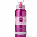 Push Bottle In Metallic Pink, A Stainless Steel, Insulated Water Bottle 40 Oz