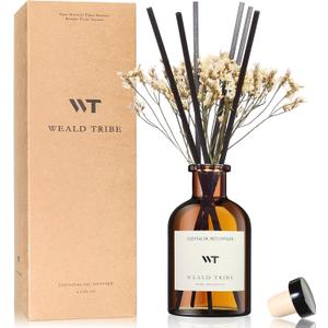 WEALD TRIBE Flower Reed Diffuser Set Lime & Citrus Scent for Bathroom Air Fresheners, Oil Diffuser Sticks | 4.0 fl oz Home Fragrance with Sticks Defusers | House Bedroom Office Shelf Decor