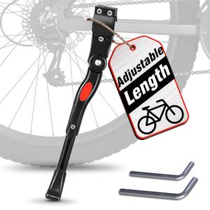 Adjustable Bike Kickstand for Adult Bike  Fits 24" to 27.5" Wheels, Aluminum Alloy, Easy to Install, Non-Slip Foot for Stability on Mountain, Road, Hybrid, Commuter Bikes, Daily & Long-Distance Rides