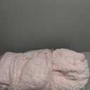 Exclusivo Mezcla Light Pink Fleece Queen Size Blanket for Bed, 90x90 Inches Soft Cozy Jacquard Flannel Blankets, Lightweight Fuzzy Plush Warm for All Seasons