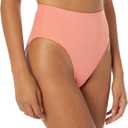 Amazon Essentials Women's High Waist High Leg Bikini Bottom (Coral Pink)