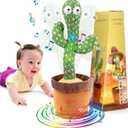 Dancing Talking Cactus Toy for Baby Boys Girls Toys, Adjustable Volume Dancing Cactus Toy Singing Mimicking Recording Repeating What You Say with LED English Sing Talking 15 Second Voice Recorder