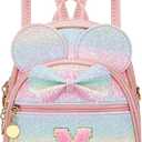 KKXIU Initial Bowknot Mini Backpacks for Girls Women, Small Cute Backpack Purse, Personalized Birthday Gifts for Toddler, Kids and Teen Girls(M, Rainbow)