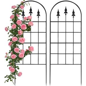 2 Pack 47" H x17 W Garden Trellis for Climbing Plants Outdoor - Metal Rustproof Arched Rose Trellis for Outdoor Indoor Roses Potted Vines Cucumbers Clematis Flowers Decorative, Black