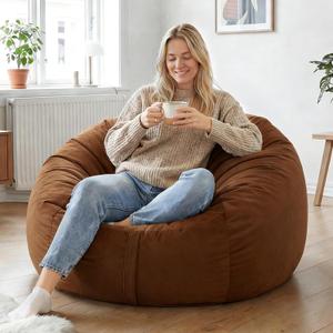 YuppieLife 4FT Foam Filled Bean Bag Chair, Lazy Sofa for Adults, Brown
Ready to use, 2-in-1 design: bean bag or sofa mode, Dutch velvet cover, Machine washable, Comfortable
