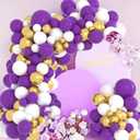 Purple Gold and White Balloon Arch Kit, Different sizes Purple White Balloons Metallic Gold Balloons for Girls Women Birthday Baby Bridal Shower Wedding Graduation Party Decorations