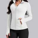 AVGO Womens Workout Jackets Lightweight Athletic Zip Up Jacket Slim Fit Running Gym Top with Pockets & Thumb Holes,Large