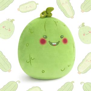PEACH CAT Original Pickle Stuffed Animal 12" Cute Cucumber Plush Soft Vegetable Plushies Toys Gifts for Kids Green