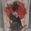 ARTZGX Japanese Canvas Wall Art Armored Samurai Pictures for Wall Red Warrior Painting Bushido Poster for Bedroom Decor Frame(Red 16.00" x 24.00")