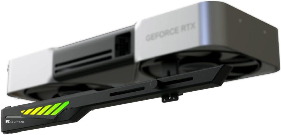 EZDIY-FAB VH90 ARGB GPU Support Bracket, Reinforced Adjustable Anti-Sag Graphics Card Support with Precision Rail & Lift System, 5V ARGB Sync-Black
