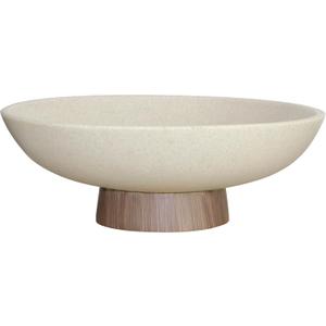 LIN CHUAN Modern Resin Pedestal Bowl  Large Fruit Bowl for Kitchen Counter, Catch All Bowl for Entryway Table, Stylish Key Bowl & Dining Centerpiece, Brown