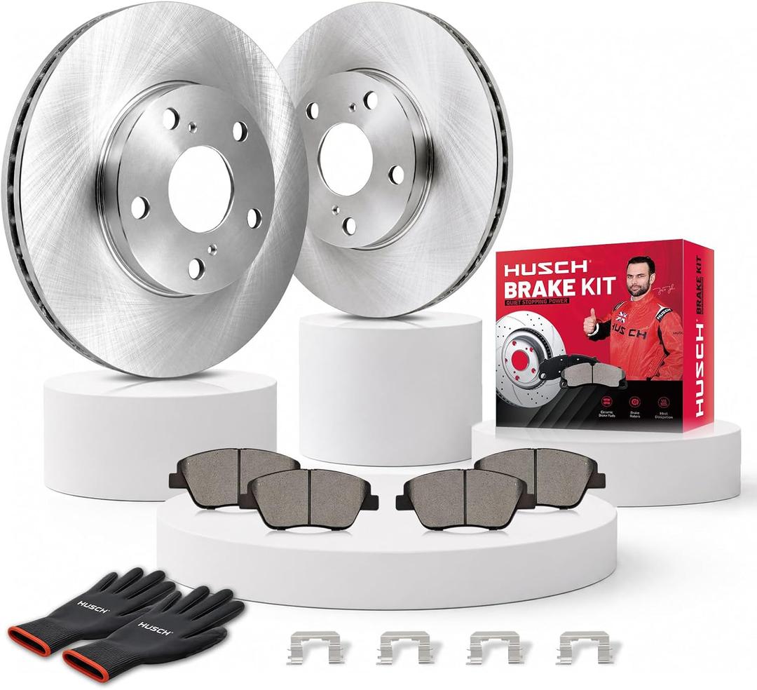 HUSCH Brake Kit Ceramic Brake Pads and Brake Rotors Fit for Nissan