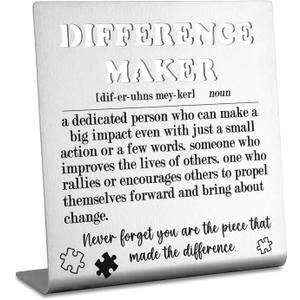 Akeke Stainless Steel Thank You Sign, 4" x 4" x 1.2", Silver, Contemporary, Inspirational, Office Decor