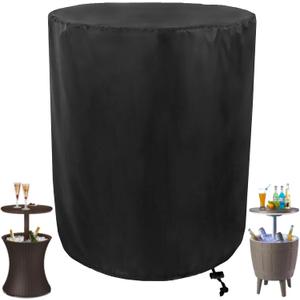 Waterproof Cover for Keter Pacific Cool Bar Outdoor Patio Furniture and Hot Tub Side Table with 7.5 Gallon Beer and Wine Cooler, Outdoor Round Pool Side End Table Cover (21 Dia x 23 H)