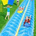 iGeeKid 45Ft Huge Slip and Water Slide with Sprinkler, Heavy Duty Lawn Waterslide for Kids Adults, Extra Long Double Lane Water Toys n Slides with 2 Bodyboards Backyard Lawn Summer Outdoor Water Toys