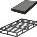 7 Inch Twin Metal Box Spring with Round Corners - 3000 lbs Capacity, High Profile Heavy Duty Mattress Foundation with Steel Slats, Noise-Free, Easy Assemble, Black