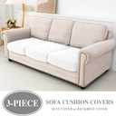 LA MEACK Couch Cushion Covers Seat Cushion Cover Stretch Couch Cover Separate Sectional Sofa Slipcovers Furniture Protector(3 Pieces for Seat or Sofa Backrest, White), Size: 3PC Seat Cover or Backrest