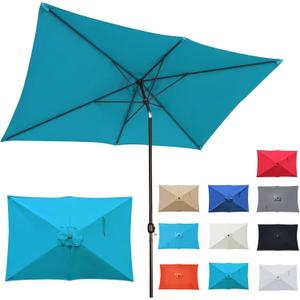 Blissun Rectangular Patio Umbrella, Table Market Umbrella with Tilt and Crank, Outdoor Umbrella for Garden, Deck, Backyard, Pool and Beach