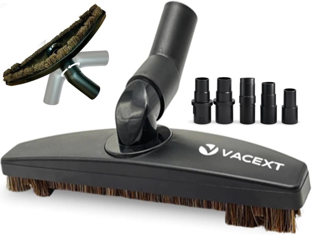 Horsehair Hardfloor Attachment for Wood and Tile Floors plus Vacuum Hose Adapter Compatible with Most Vacuum Cleaners Vacuum Attachments Accessories- Small Shop Vac Adapter - Hardwood Floor Attachment