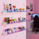Hiceeden 4 Pack 15" Iridescent Acrylic Floating Shelves, Wall Mounted Floating Bookshelf Organizer for Room, Clear Nail Polish Sunglasses Display Shelf for Picture Ledge, Book, Funko Pop