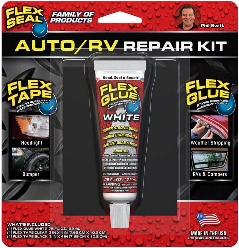 Flex Seal Auto/RV Repair Kit, Super Strong, Waterproof, Rubberized, UV Resistant, Car, Truck, Motorcycle, Seal and Patch, Bond and Repair, Quick Fix for Rips and Tears