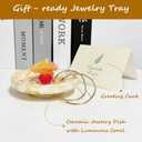 Ceramic Ring Dish with Glow-in-the-Dark Coral, Jewelry Dish Tray for Ring, Earrings, Necklaces, Coral Jewelry Plate Organizer with Greeting Card, Decorative Trinket Dish for Bedroom, Vanity, Bathroom