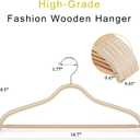 TOPIA HANGER Sleek Wooden Hangers with Non-Slip Rubber Grips, Sweater Hangers No Shoulder Bump, Lightweight Clothes Hangers 30-Pack, 360 Swivel Hook and Pants Bar-CT63N30